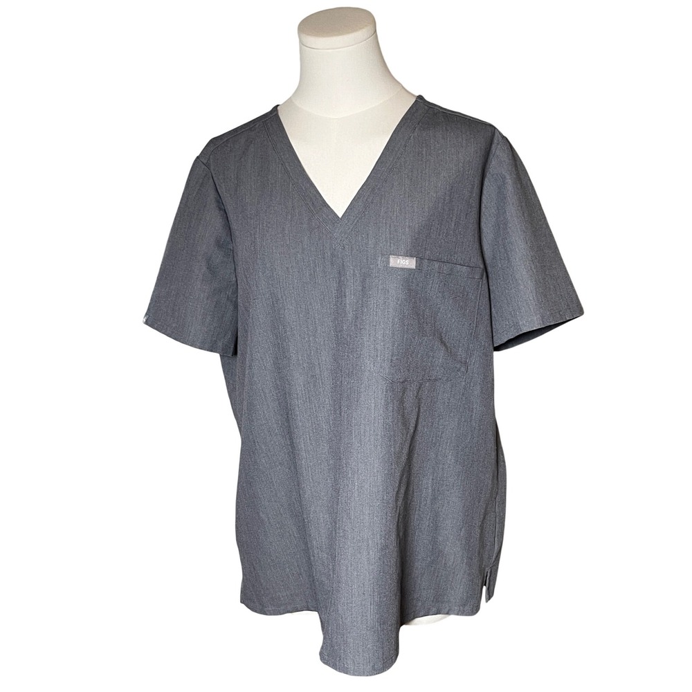 FIGS Catarina Scrub Top XL Charcoal Gray V Neck Medical Uniform Women